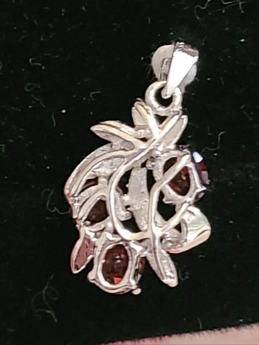 New In Box. Sterling Silver & Garnet Crystal Flower Pendant for Women